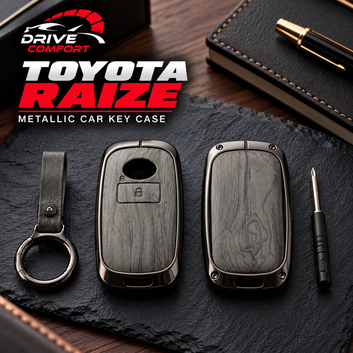 Toyota Raize Premium Leather Metal Key Cover – Premium Protection Case