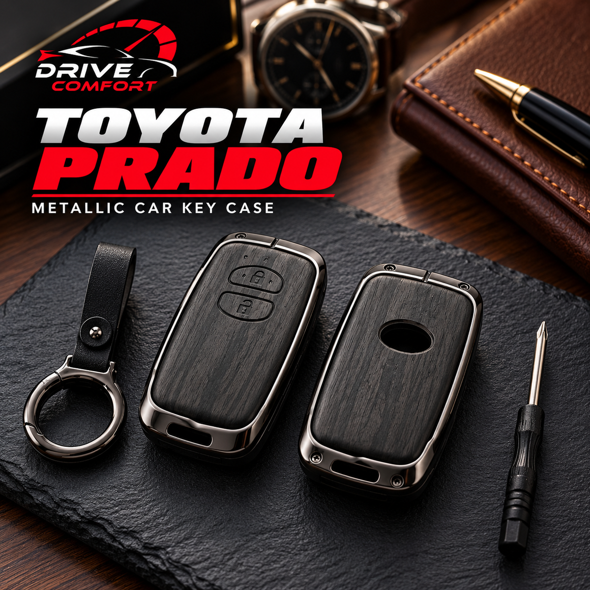 Toyota Prado Premium Leather Metal Key Cover – Premium Protection Case