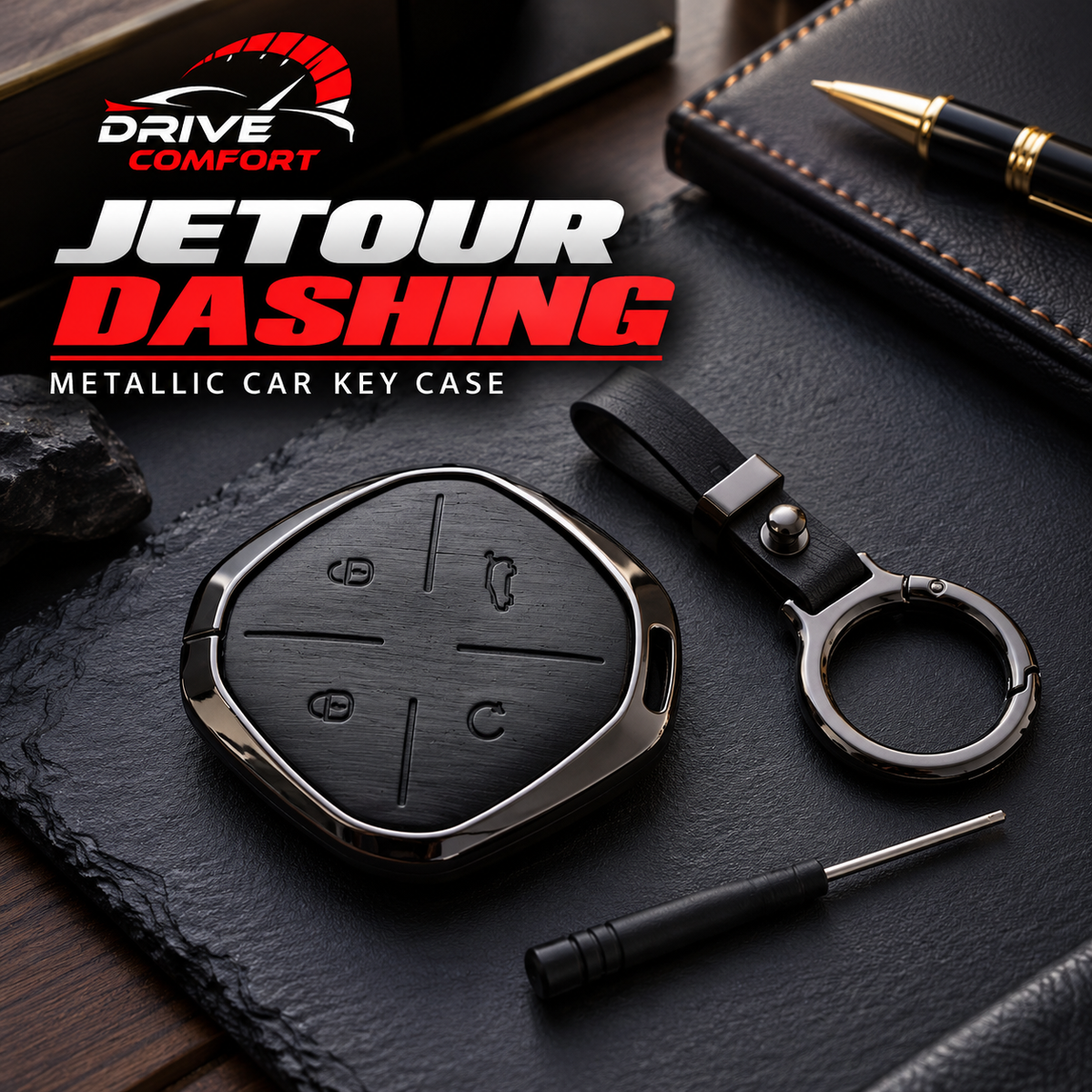 Jetour Dashing Premium Leather Metal Key Cover – Premium Protection Case
