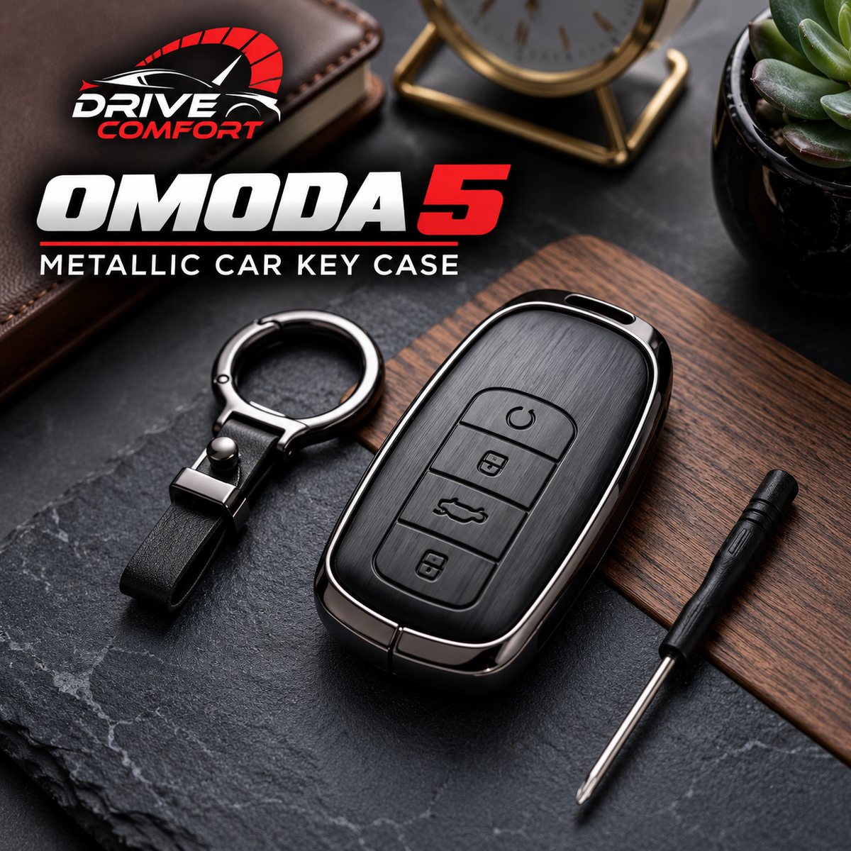 Omoda 5 Premium Leather Metal Key Cover – Premium Protection Case