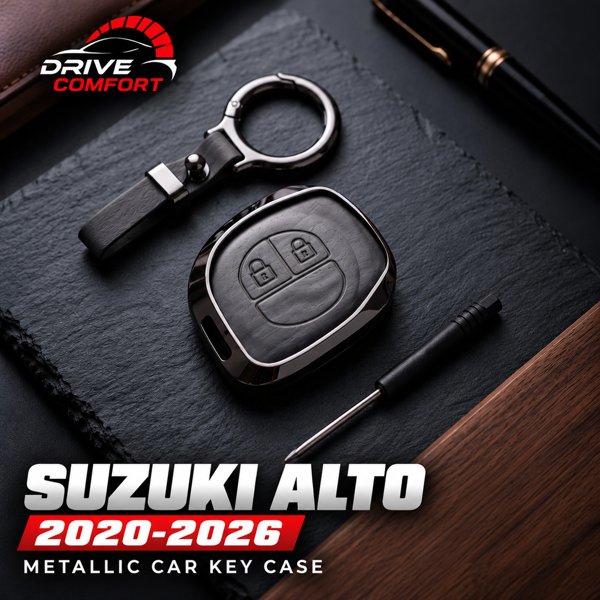 Suzuki Alto Premium Leather Metal Key Cover – Premium Protection Case