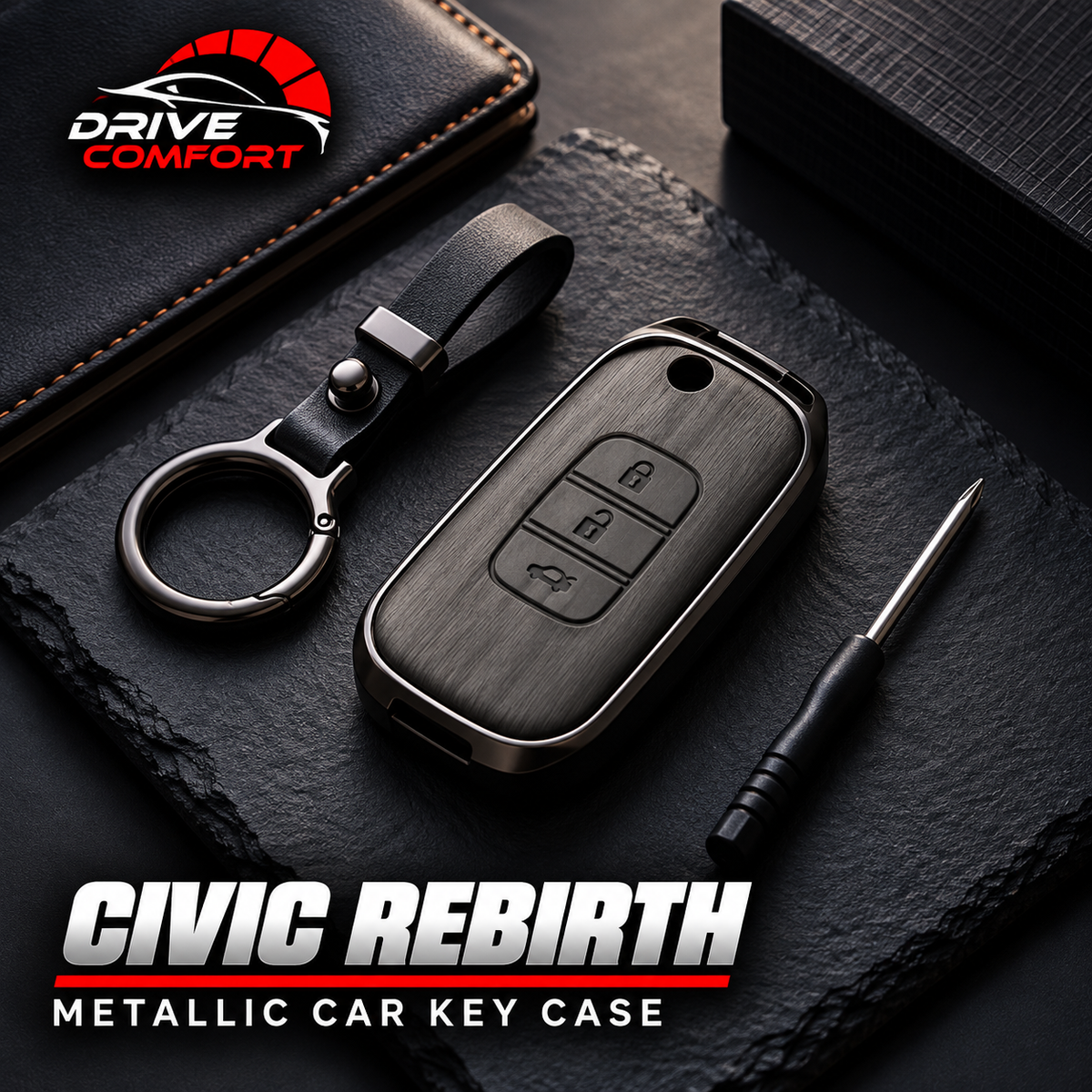 Honda Civic Rebirth Premium Leather Metal Key Cover – Premium Protection Case