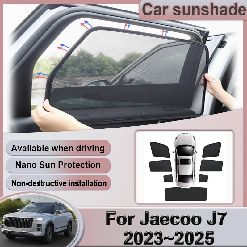 Jaecoo J7 Car Window Sun Shades Black 4 Piece UV Protection Set Without Logo
