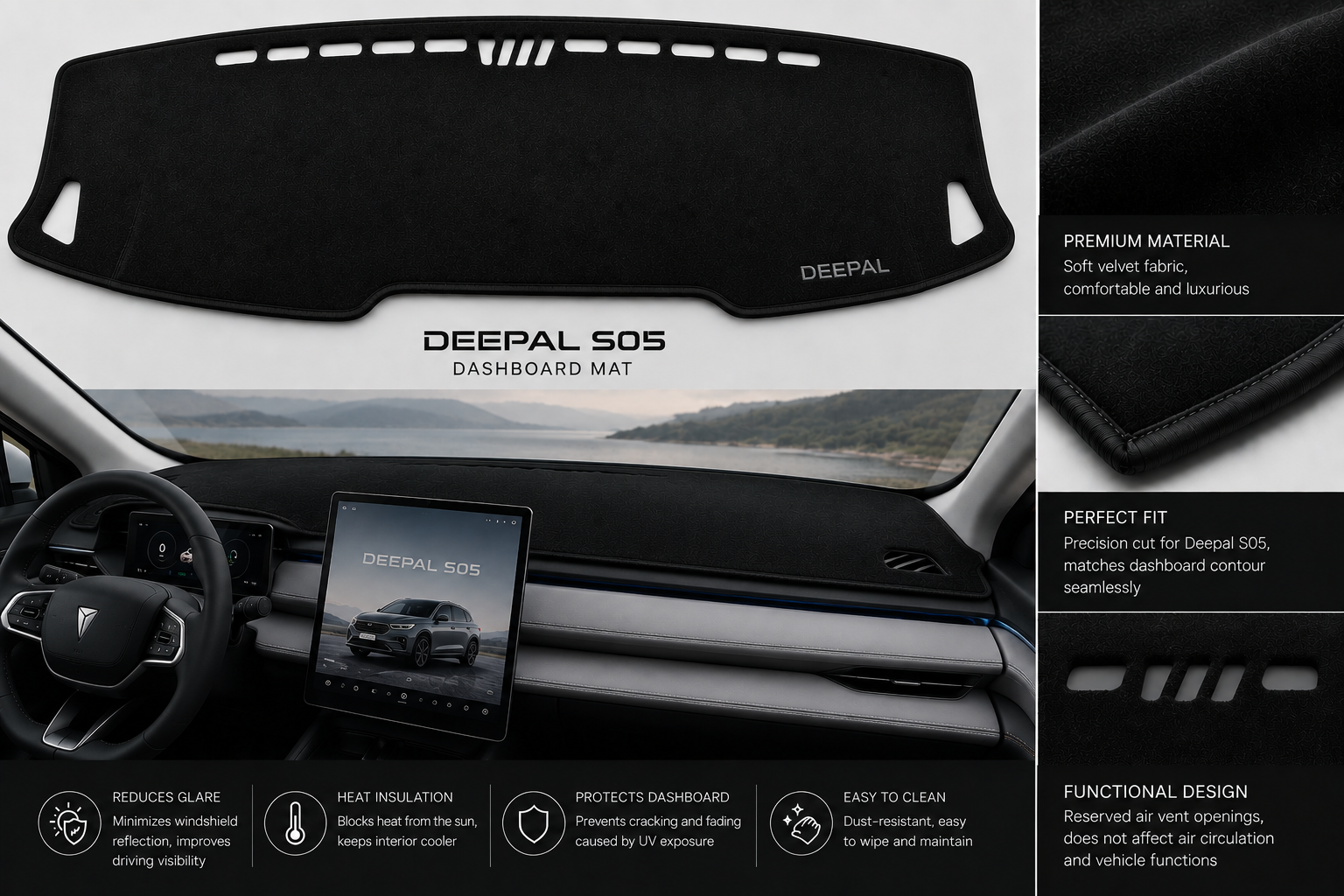 Deepal S05 Dashboard Mat Soft Velvet Fabric Sun Protection Cover