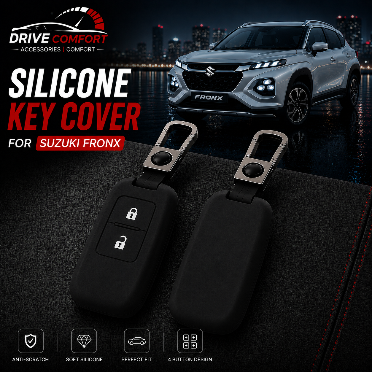 Suzuki Fronx Silicon Key Cover – Flexible Soft Protection Case