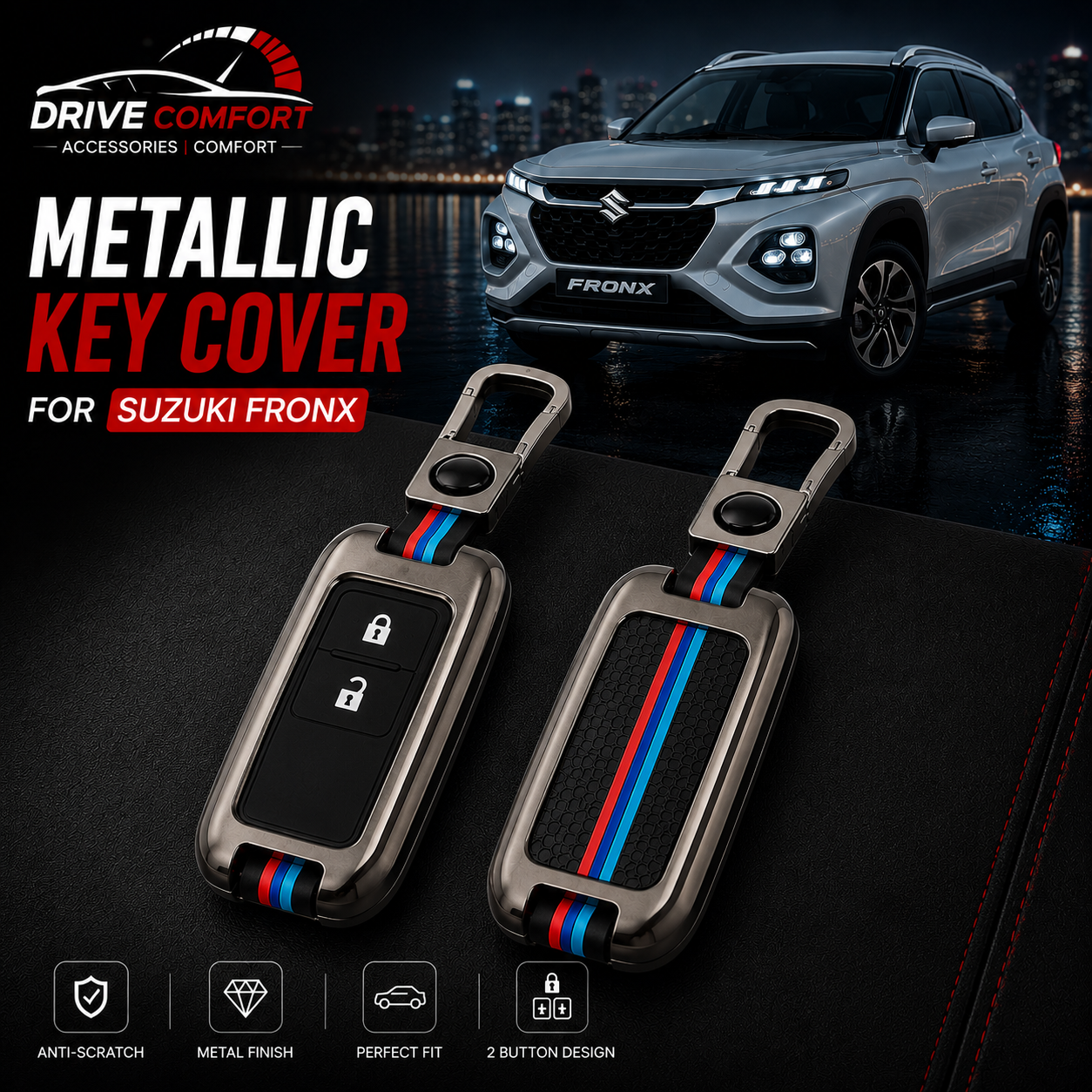 Suzuki Fronx Metallic Casing Key Cover – Best Protection
