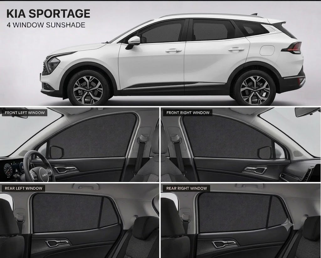 Kia Sportage Car Window Sun Shades Black 4 Piece Set With Logo