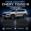Chery Tiggo 8 sunshades without logo 4 piece magnetic fit UV protection