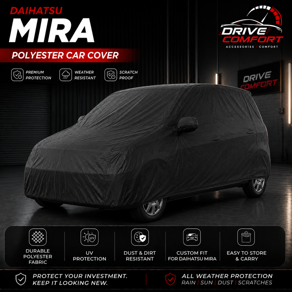 Daihatsu Mira polyester car top cover