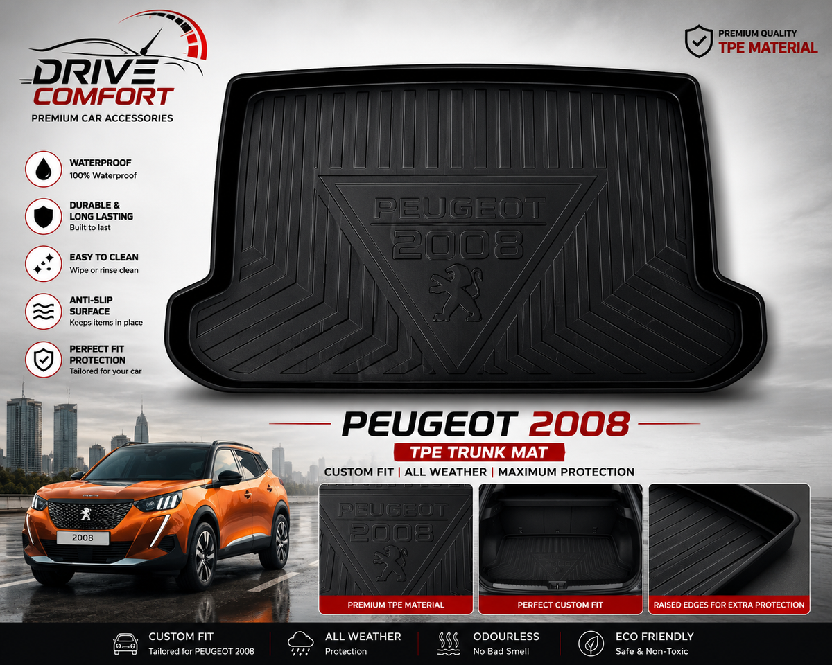 Peugeot 2008 TPE Trunk Mat – Premium Plastic Boot Protection