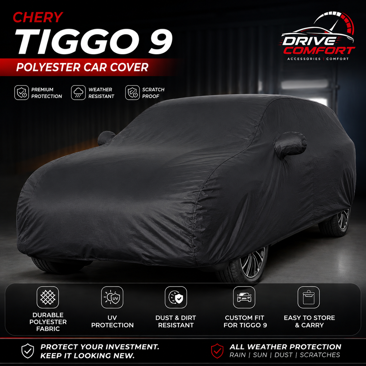 Chery Tiggo 9 Polyester Car Top Cover – Premium All Weather Protection