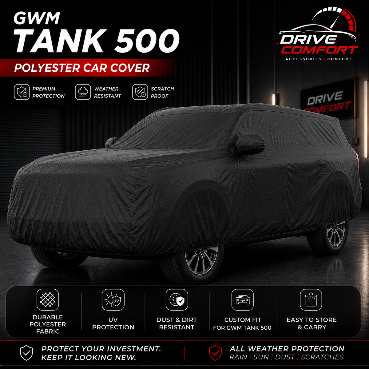GWM Tank 500 polyester car top cover