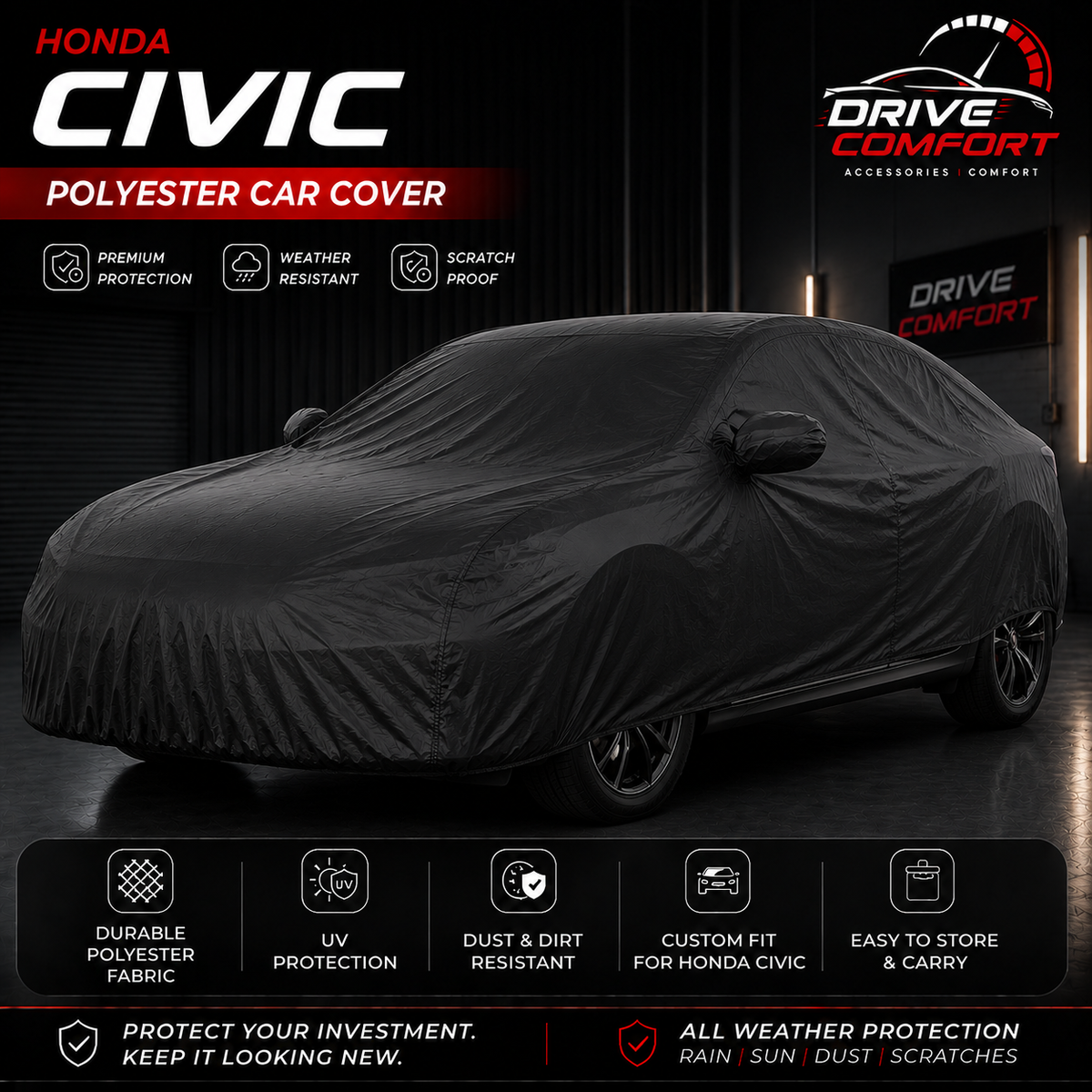 Honda Civic polyester car top cover