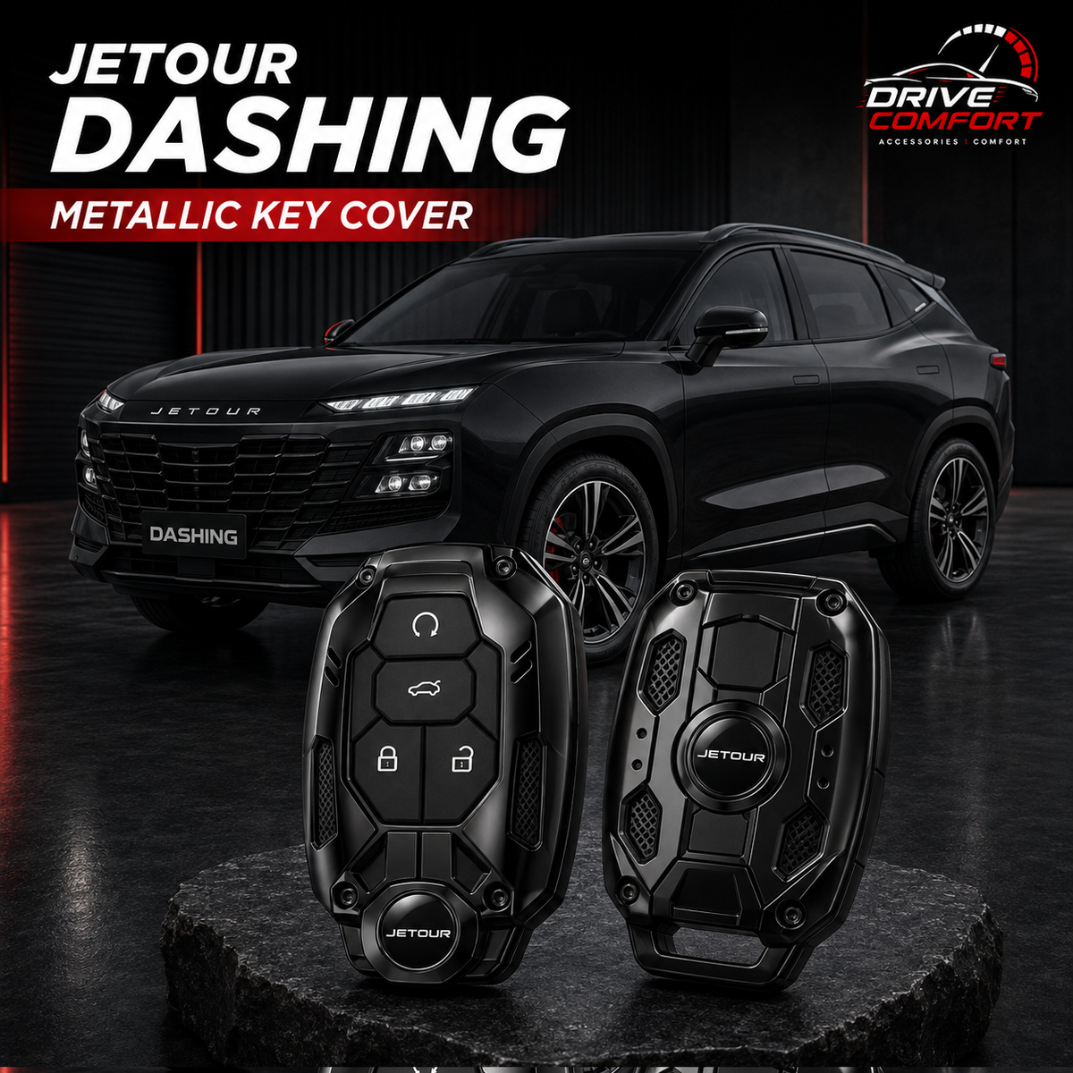 Jetour Dashing black metallic casing key cover by Drive Comfort