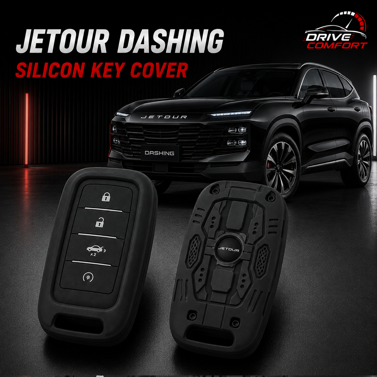 Jetour Dashing black silicon key cover by Drive Comfort