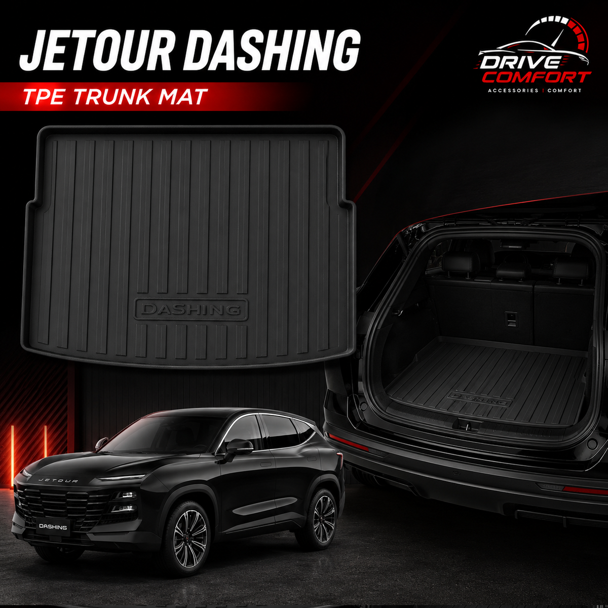 Jetour Dashing custom fit TPE trunk mat by Drive Comfort