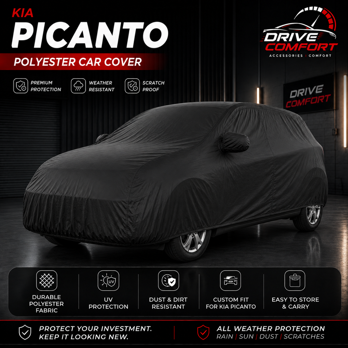 Kia Picanto polyester car top cover