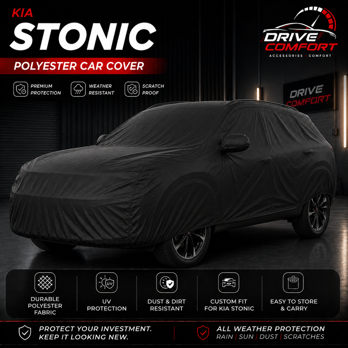 Kia Stonic polyester car top cover