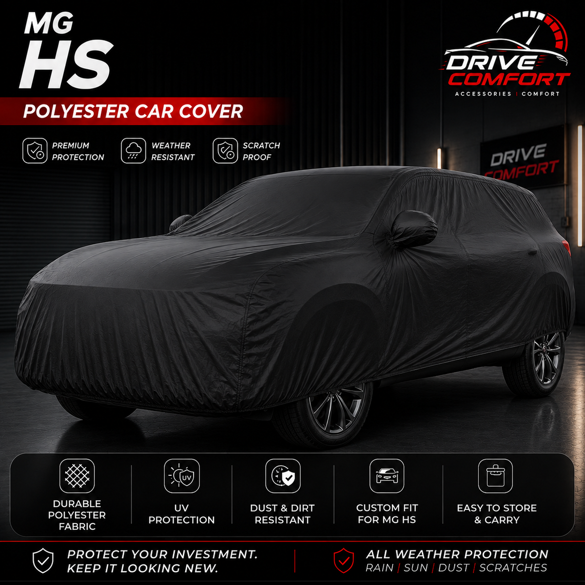 MG HS polyester car top cover