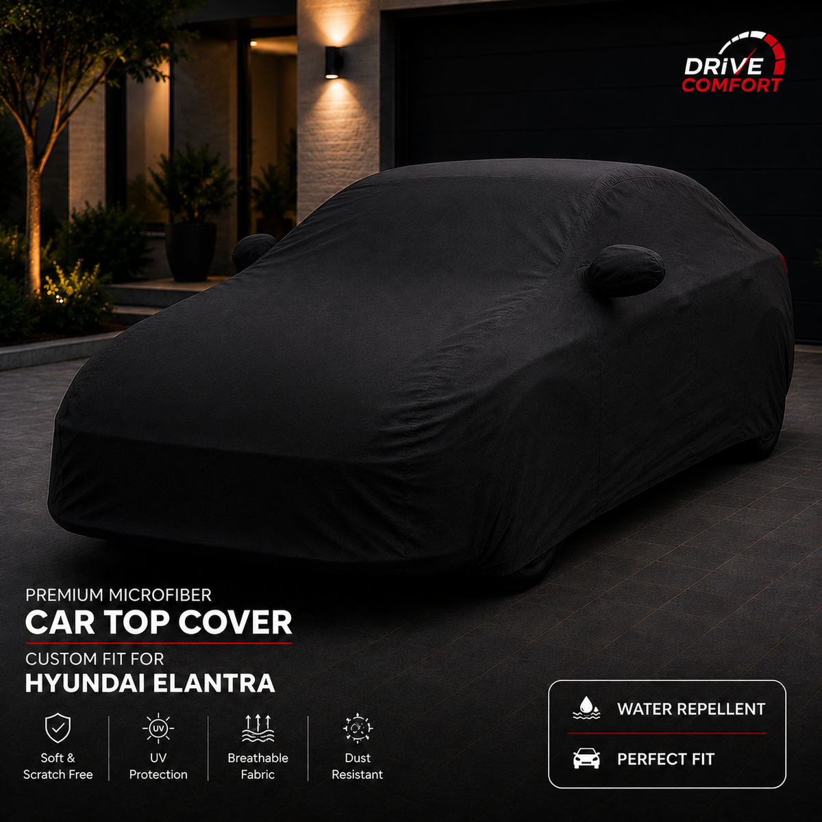 Microfiber car top cover without printed vehicle logo