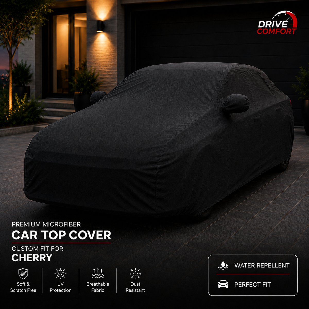 Microfiber car top cover without printed vehicle logo