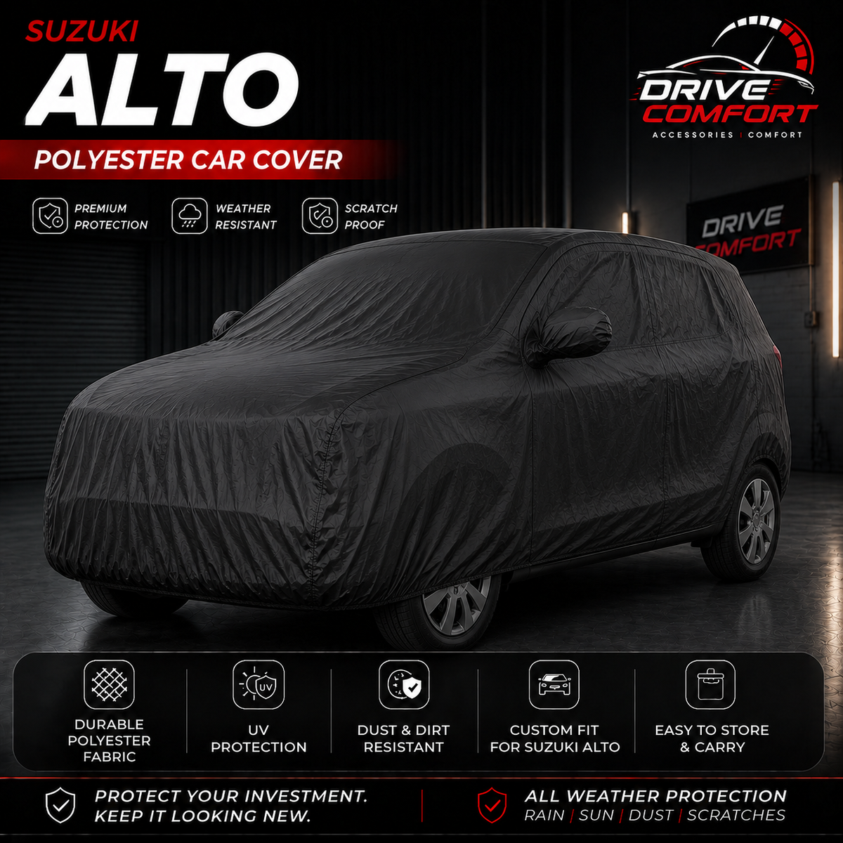 Suzuki Alto polyester car top cover with all-weather protection