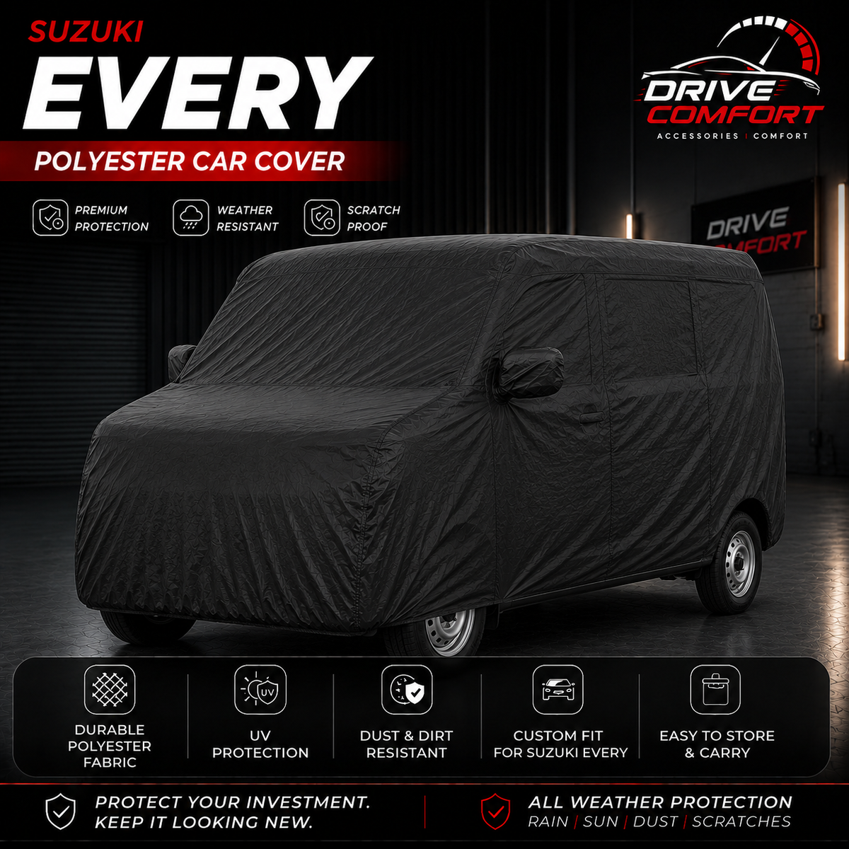Suzuki Every polyester car top cover with all-weather protection
